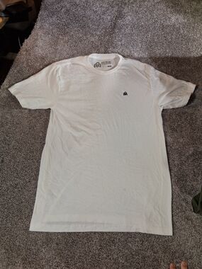 White Short Sleeve Graphic Tee with Small Chest Logo